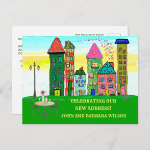 We’ve Moved City Apartment Houses Moving Announcement Postcard