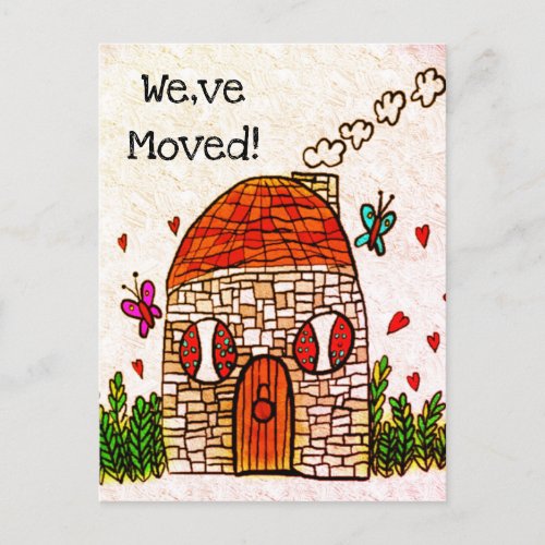 Weve Moved Cute New House Announcement Postcard