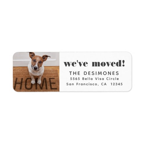 We’ve Moved Dog Photo Return Address Label