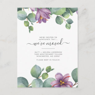 We’ve Moved Eucalyptus Greenery Floral Moving Postcard