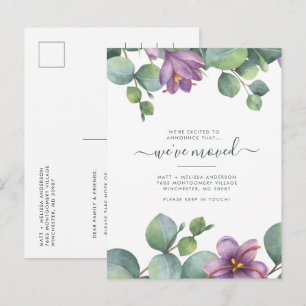 We’ve Moved Eucalyptus Purple Foliage Moving Postcard