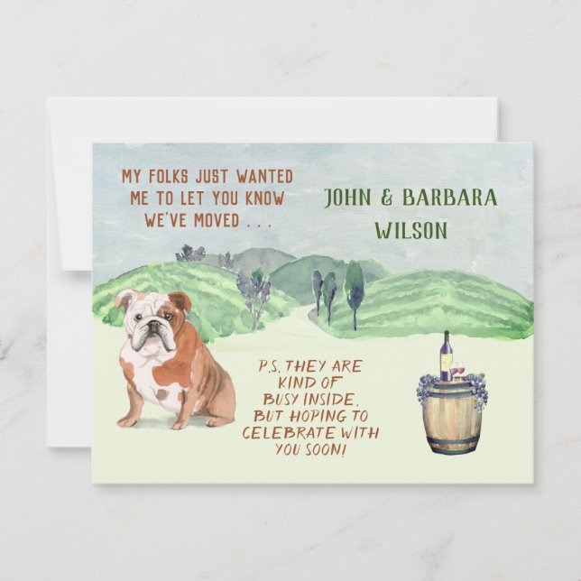 WE’VE MOVED FUN FAMILY DOG BUDGET MOVE  ANNOUNCEME ANNOUNCEMENT (Front)