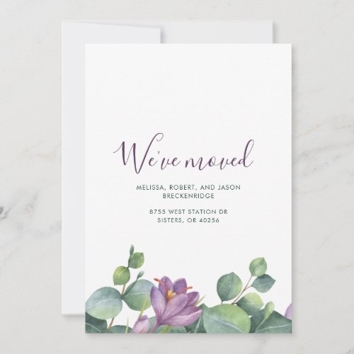 Weve Moved Green Purple Floral New Home Announcement