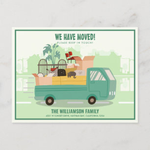 We’ve Moved Green Truck On The Road Moving Announcement Postcard