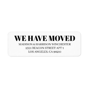 We’ve moved modern serif black white custom label