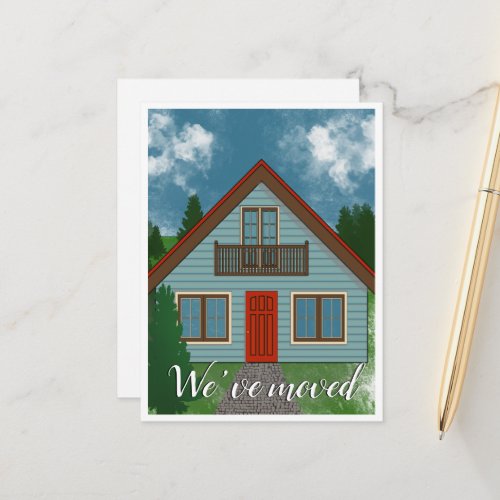 Weve Moved New Country House Red Door  Announcement Postcard