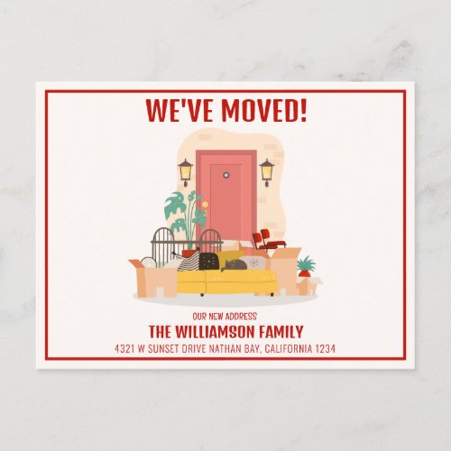 Weve Moved Red Front Door Cute Moving Announcement Postcard