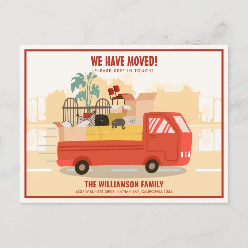 Weve Moved Red Truck On The Road Moving Announcement Postcard