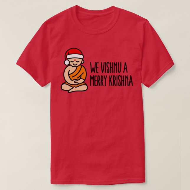 We Vishnu a Merry Krishna funny Yoga Christmas pun T-Shirt (Design Front)