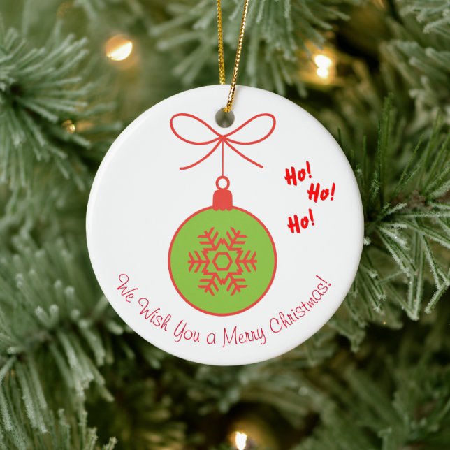 We Waiting for Santa Ho! Ho! Ho! Winter Holiday Ceramic Ornament (Tree)
