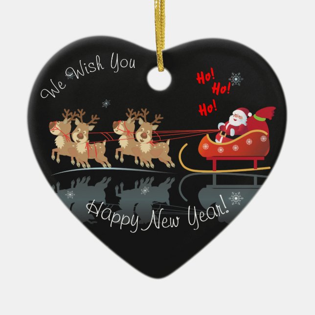 We Waiting for Santa Ho! Ho! Ho! Winter Holiday Ceramic Ornament (Front)