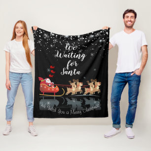 We Waiting for Santa Ho! Ho! Ho! Winter Holiday Fleece Blanket