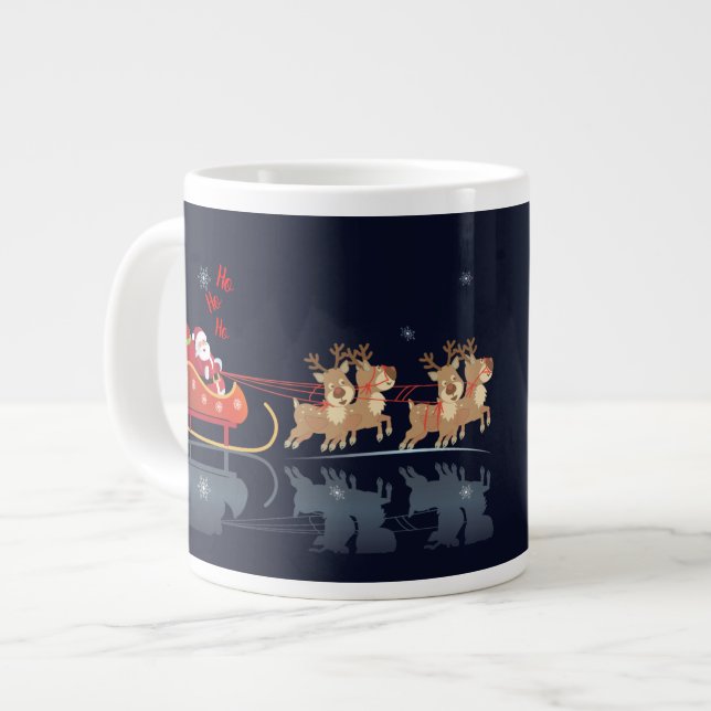 We Waiting for Santa Ho! Ho! Ho! Winter Holiday Giant Coffee Mug (Front Left)