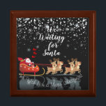 We Waiting for Santa Ho! Ho! Ho! Winter Holiday Gift Box<br><div class="desc">We Waiting for Santa Ho! Ho! Ho! Winter Holiday - Gift Box - with "We Wish You a Merry Christmas!" Wishes Text, Lettering. Happy New Year and Merry Christmas Holiday Event. Christmas Winter Fairy Tale. Fantasy Snowy Landscape with Santa and Gifts, reindeer, falling snow, snowflakes. Beautiful Illustration for Crafts &...</div>