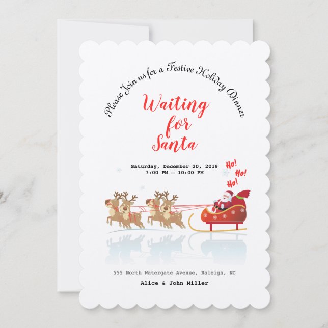 We Waiting for Santa Ho! Ho! Ho! Winter Holiday Invitation (Front)