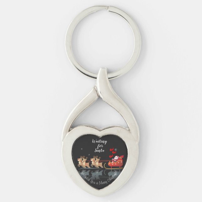 We Waiting for Santa Ho! Ho! Ho! Winter Holiday Keychain (Front)
