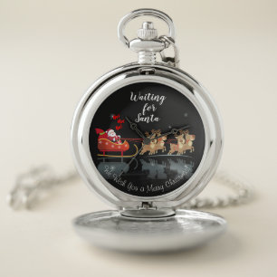 We Waiting for Santa Ho! Ho! Ho! Winter Holiday Pocket Watch