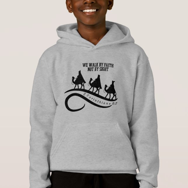 We Walk By Faith Not By Sight Christian Christmas Hoodie (Front)