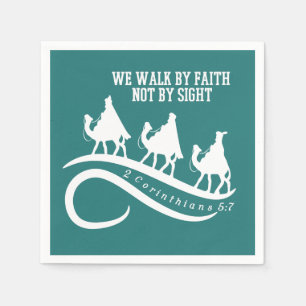 We Walk By Faith Not By Sight Christian Christmas Napkins