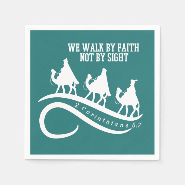 We Walk By Faith Not By Sight Christian Christmas Napkins (Front)