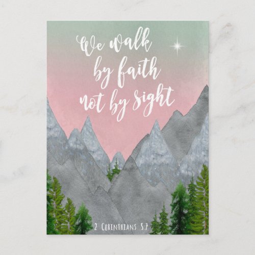 we walk by faith not by sight scripture postcard