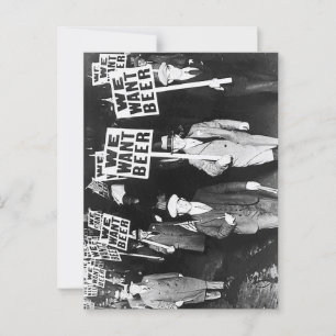 We Want Beer Protest Old Photography. Vintage Beer Postcard
