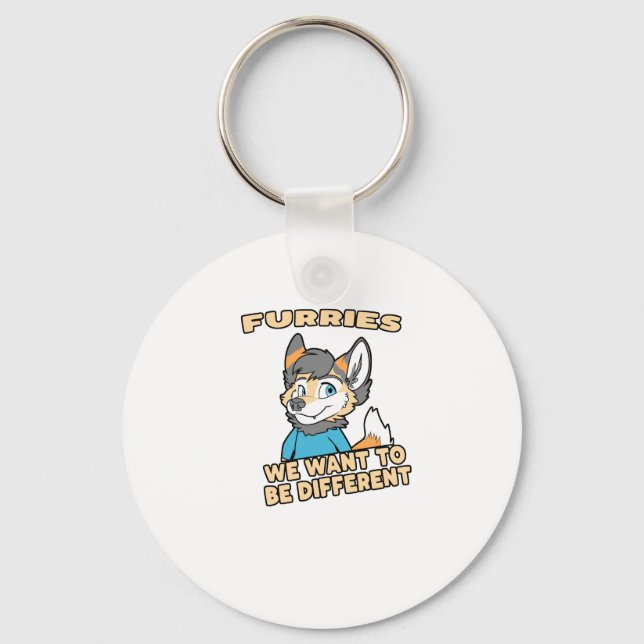 We Want To Be Different Furry Fandom Fursuit Gift Keychain (Front)