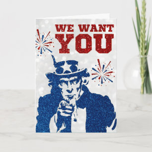 We Want You Fourth Of July Glitter Card