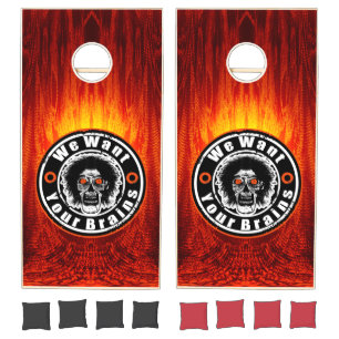 We Want Your Brains Zombie Cornhole Set