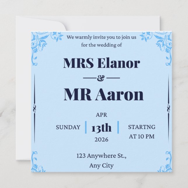 We warmly invite you for the wedding of (Front)