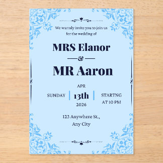 We warmly invite you for the wedding of acrylic invitations