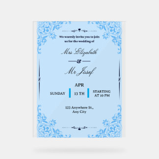 We warmly invite you to the wedding of acrylic sign
