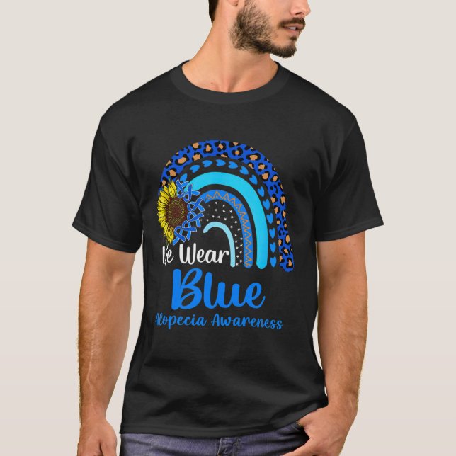 We Wear Blue Alopecia Awareness Rainbow  T-Shirt (Front)