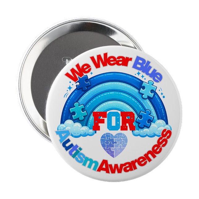 We Wear Blue Autism Awareness Pin Button Badge (We Wear Blue Autism Awareness Pin Button Badge)