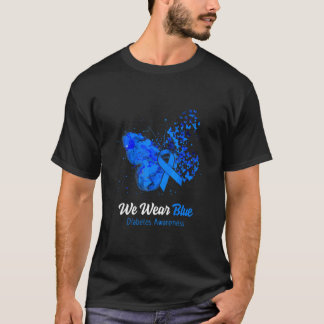 We Wear Blue Diabetes Awareness Butterfly  T-Shirt