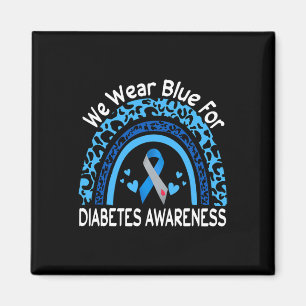 We Wear Blue For Diabetes Awareness Leopard Rainbo Magnet