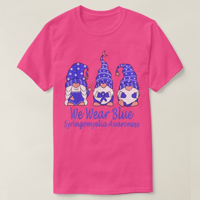 We Wear Blue For Syringomyelia Awareness  T-Shirt (Design Front)