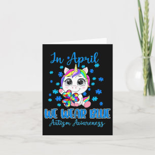 We Wear Blue Puzzle Pieces Shamrock Unicorn Autism Card