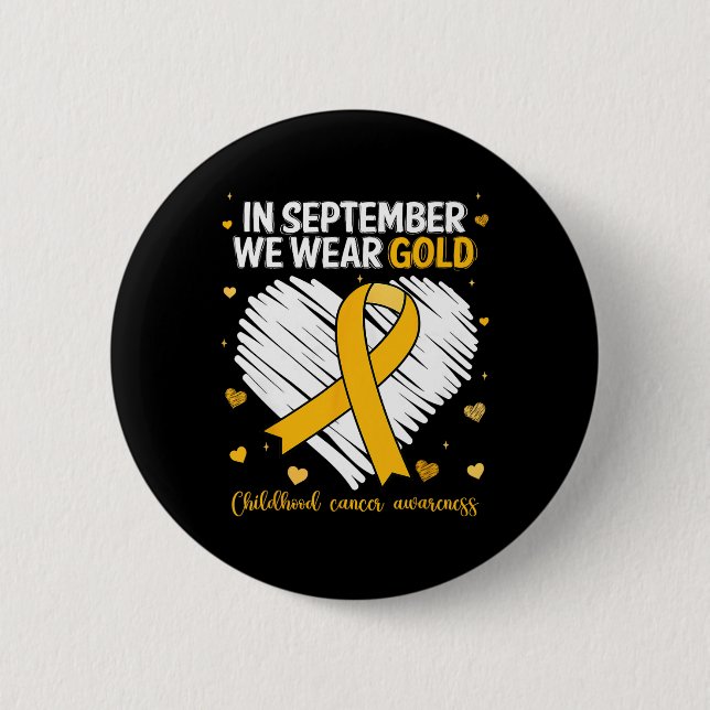 We Wear Gold Childhood Cancer Awareness Gold Ribbo Button (Front)