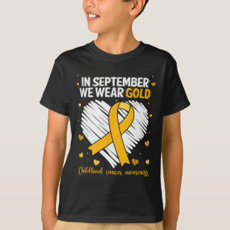 We Wear Gold Childhood Cancer Awareness Gold Ribbo T-Shirt