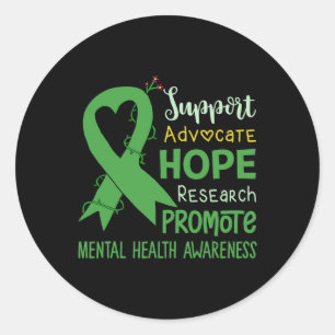 We Wear Green Mental Health Awareness Support Squ Classic Round Sticker