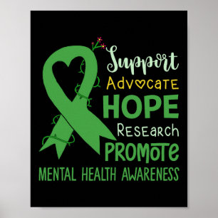 We Wear Green Mental Health Awareness  Support Squ Poster