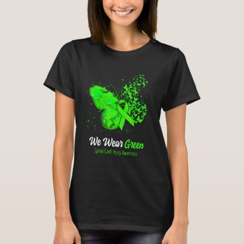 We Wear Green Spinal Cord Injury Awareness Butterf T_Shirt