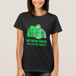 We Wear Green Spinal Cord Injury Awareness Sloth T-Shirt
