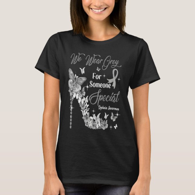 We Wear Grey Butterflies Dyslexia Awareness T-Shirt (Front)