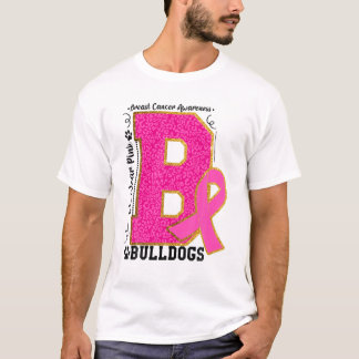 We Wear Pink Bulldogs Breast Cancer Awareness Bull T-Shirt