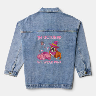 We Wear Pink English Bulldog Breast Cancer Awarene Denim Jacket