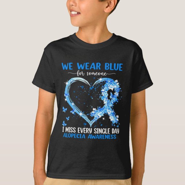 We Wear Pink For Alopecia Awareness Heart Ribbon  T-Shirt (Front)
