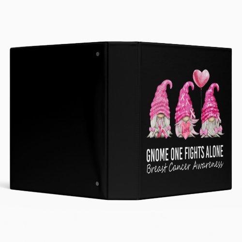 We Wear Pink Gnome Gnomies Breast Cancer Awareness 3 Ring Binder