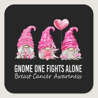 We Wear Pink Gnome Gnomies Breast Cancer Awareness Square Sticker